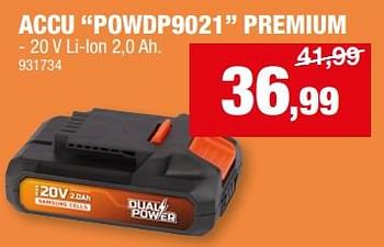 Promoties Powerplus accu powdp9021 premium - Powerplus - Geldig van 10/04/2024 tot 21/04/2024 bij Hubo