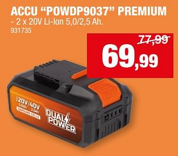 Promotions Powerplus accu powdp9037 premium - Powerplus - Valide de 10/04/2024 à 21/04/2024 chez Hubo