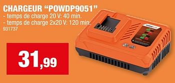 Promotions Powerplus chargeur powdp9051 - Powerplus - Valide de 10/04/2024 à 21/04/2024 chez Hubo