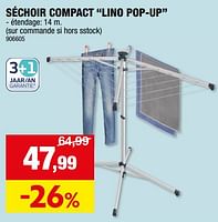 Promotions Séchoir compact lino pop-up - Leifheit - Valide de 10/04/2024 à 21/04/2024 chez Hubo