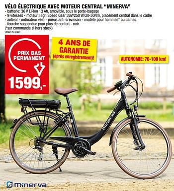 Promoties Vélo électrique avec moteur central minerva - Minerva - Geldig van 10/04/2024 tot 21/04/2024 bij Hubo