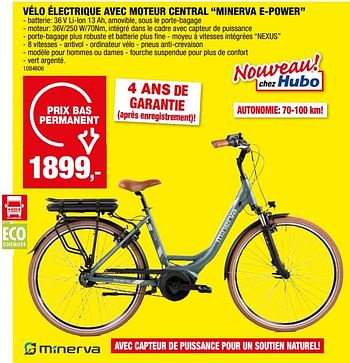Promotions Vélo électrique avec moteur central minerva e-power - Minerva - Valide de 10/04/2024 à 21/04/2024 chez Hubo