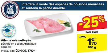 Promotions Aile de raie nettoyée - Produit maison - Carrefour  - Valide de 10/04/2024 à 22/04/2024 chez Carrefour