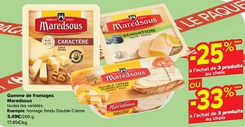 Promoties Fromage fondu double crème - Maredsous - Geldig van 10/04/2024 tot 22/04/2024 bij Carrefour