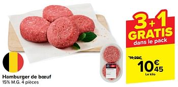 Promoties Hamburger de boeuf - Huismerk - Carrefour  - Geldig van 10/04/2024 tot 22/04/2024 bij Carrefour