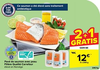 Promotions Pavé de saumon avec peau filière qualité carrefour - Produit maison - Carrefour  - Valide de 10/04/2024 à 22/04/2024 chez Carrefour