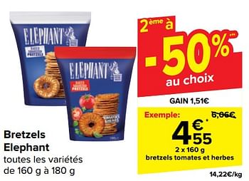 Promoties Bretzels tomates et herbes - Elephant - Geldig van 10/04/2024 tot 22/04/2024 bij Carrefour