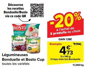 Promotions Crispy maïs bio bonduelle - Bonduelle - Valide de 10/04/2024 à 22/04/2024 chez Carrefour