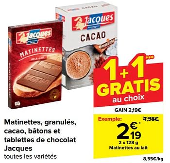Promotions Matinettes au lait - Jacques - Valide de 10/04/2024 à 22/04/2024 chez Carrefour