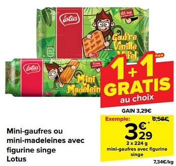 Promoties Mini-gaufres avec fi gurine singe - Lotus Bakeries - Geldig van 10/04/2024 tot 22/04/2024 bij Carrefour
