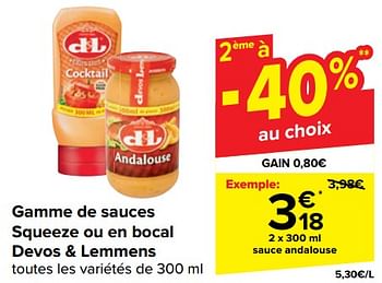 Promoties Sauce andalouse - Devos Lemmens - Geldig van 10/04/2024 tot 22/04/2024 bij Carrefour