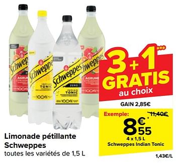 Promotions Schweppes indian tonic - Schweppes - Valide de 10/04/2024 à 22/04/2024 chez Carrefour