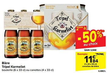 Promotions Bière tripel karmeliet - TRipel Karmeliet - Valide de 10/04/2024 à 22/04/2024 chez Carrefour