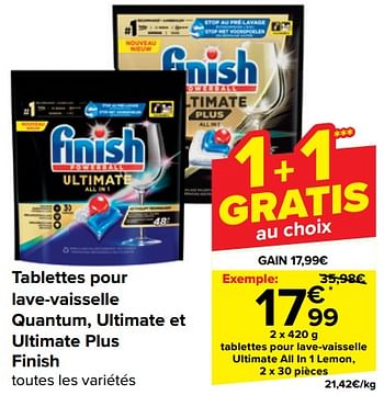 Promoties Tablettes pour lave-vaisselle ultimate all in 1 lemon - Finish - Geldig van 10/04/2024 tot 22/04/2024 bij Carrefour