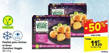 Promotions Falafels pois chiches et fèves carrefour veggie - Produit maison - Carrefour  - Valide de 10/04/2024 à 22/04/2024 chez Carrefour