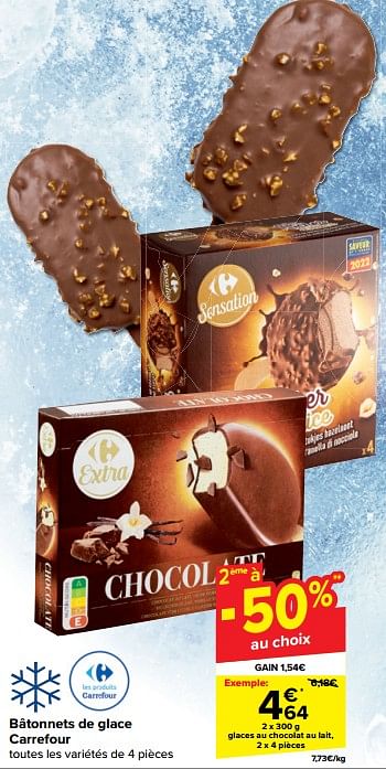 Promoties Glaces au chocolat au lait - Huismerk - Carrefour  - Geldig van 10/04/2024 tot 22/04/2024 bij Carrefour