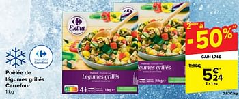 Promoties Poêlée de légumes grillés carrefour - Huismerk - Carrefour  - Geldig van 10/04/2024 tot 22/04/2024 bij Carrefour