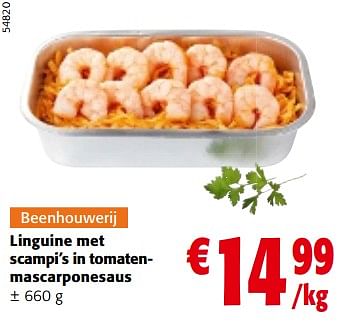 Promoties Linguine met scampi’s in tomatenmascarponesaus - Huismerk - Colruyt - Geldig van 10/04/2024 tot 23/04/2024 bij Colruyt