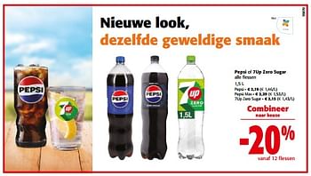 Promotions Pepsi of 7up zero sugar alle flessen - Produit maison - Colruyt - Valide de 10/04/2024 à 23/04/2024 chez Colruyt