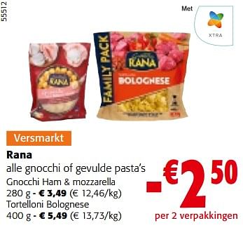Promotions Rana alle gnocchi of gevulde pasta’s - Giovanni rana - Valide de 10/04/2024 à 23/04/2024 chez Colruyt