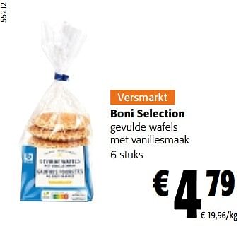 Promotions Boni selection gevulde wafels met vanillesmaak - Boni - Valide de 10/04/2024 à 23/04/2024 chez Colruyt