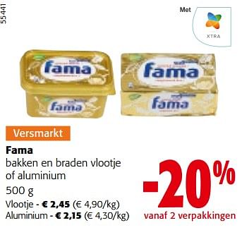 Promotions Fama bakken en braden vlootje of aluminium - Fama - Valide de 10/04/2024 à 23/04/2024 chez Colruyt