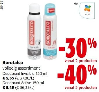 Promotions Borotalco volledig assortiment - Borotalco - Valide de 10/04/2024 à 23/04/2024 chez Colruyt