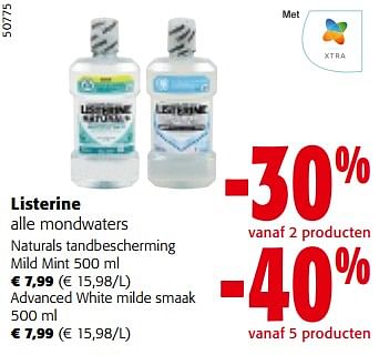 Promoties Listerine alle mondwaters - Listerine - Geldig van 10/04/2024 tot 23/04/2024 bij Colruyt