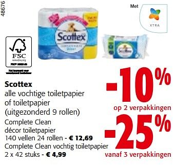 Promotions Scottex alle vochtige toiletpapier of toiletpapier - Scottex - Valide de 10/04/2024 à 23/04/2024 chez Colruyt