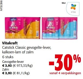 Promotions Vitakraft catstick classic gevogelte-lever, kalkoen-lam of zalm - Vitakraft - Valide de 10/04/2024 à 23/04/2024 chez Colruyt