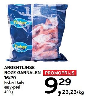 Promotions Argentijnse roze garnalen 16-20 fisker daily - Fisker - Valide de 10/04/2024 à 23/04/2024 chez Alvo
