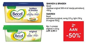 Promotions Bakken + braden becel + smeren becel 2e aan -50% - Becel - Valide de 10/04/2024 à 23/04/2024 chez Alvo