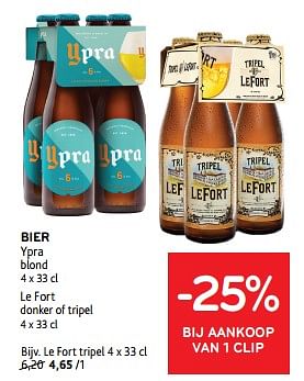 Promoties Bier ypra -25% bij aankoop van 1 clip - Ypra - Geldig van 10/04/2024 tot 23/04/2024 bij Alvo