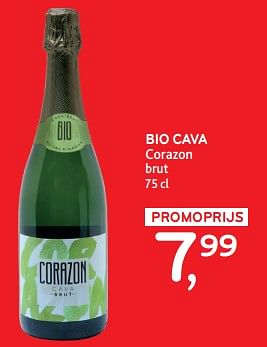 Promotions Bio cava corazon brut - Mousseux - Valide de 10/04/2024 à 23/04/2024 chez Alvo