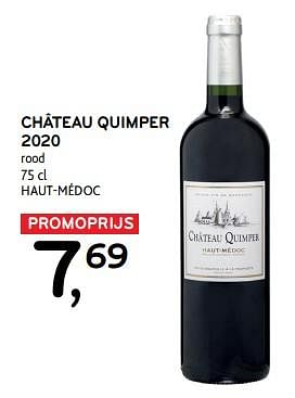Promoties Château quimper 2020 rood - Rode wijnen - Geldig van 10/04/2024 tot 23/04/2024 bij Alvo