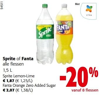 Promotions Sprite of fanta alle flessen - Produit maison - Colruyt - Valide de 10/04/2024 à 23/04/2024 chez Colruyt