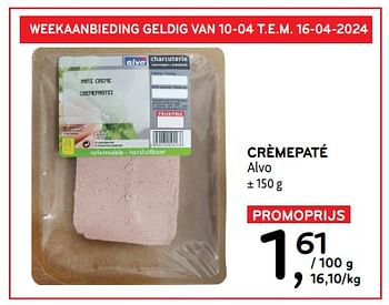 Promoties Crèmepaté alvo - Huismerk - Alvo - Geldig van 10/04/2024 tot 23/04/2024 bij Alvo
