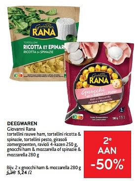 Promotions Deegwaren giovanni rana 2e aan -50% - Giovanni rana - Valide de 10/04/2024 à 23/04/2024 chez Alvo