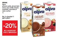 Promoties Drink alpro -20% bij aankoop van 3 brikken - Alpro - Geldig van 10/04/2024 tot 23/04/2024 bij Alvo