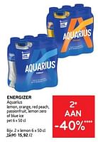 Promoties Energizer aquarius 2e aan -40% - Aquarius - Geldig van 10/04/2024 tot 23/04/2024 bij Alvo