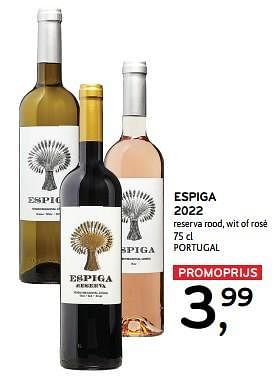 Promoties Espiga 2022 reserva rood, wit of rosé - Rode wijnen - Geldig van 10/04/2024 tot 23/04/2024 bij Alvo