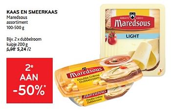 Promoties Kaas en smeerkaas maredsous 2e aan -50% - Maredsous - Geldig van 10/04/2024 tot 23/04/2024 bij Alvo