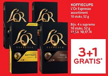 Promotions Koffiecups l’or espresso 3+1 gratis - Douwe Egberts - Valide de 10/04/2024 à 23/04/2024 chez Alvo