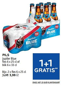 Promotions Pils jupiler blue 1+1 gratis - Jupiler - Valide de 10/04/2024 à 23/04/2024 chez Alvo