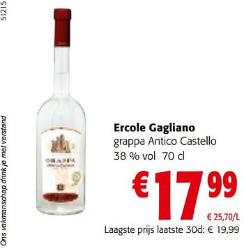 Promotions Ercole gagliano grappa antico castello - Ercole - Valide de 10/04/2024 à 23/04/2024 chez Colruyt