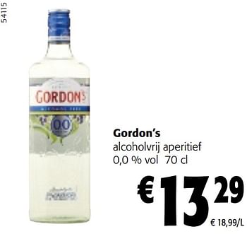 Promotions Gordon’s alcoholvrij aperitief 0,0 % vol - Gordon's - Valide de 10/04/2024 à 23/04/2024 chez Colruyt