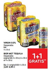 Virgin 0.0% desperados + bier met tequila desperados 1+1 gratis-Desperados