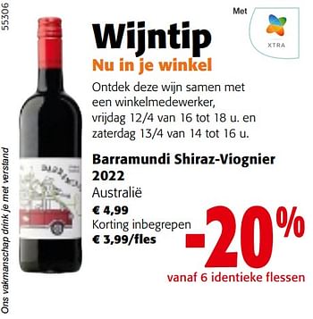 Promotions Barramundi shiraz-viognier 2022 - Vins rouges - Valide de 10/04/2024 à 23/04/2024 chez Colruyt