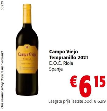 Promoties Campo viejo tempranillo 2021 - Rode wijnen - Geldig van 10/04/2024 tot 23/04/2024 bij Colruyt