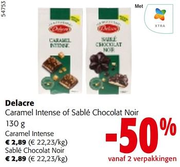 Promoties Delacre caramel intense of sablé chocolat noir - Delacre - Geldig van 10/04/2024 tot 23/04/2024 bij Colruyt